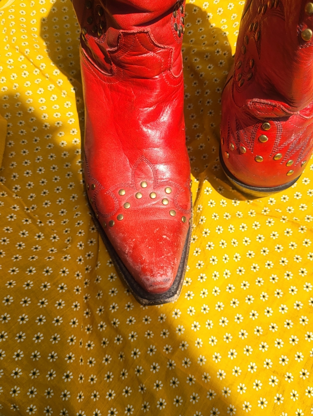 Corral Red Snip Toe Cowgirl Boots, Size 9 - Picture 10 of 16